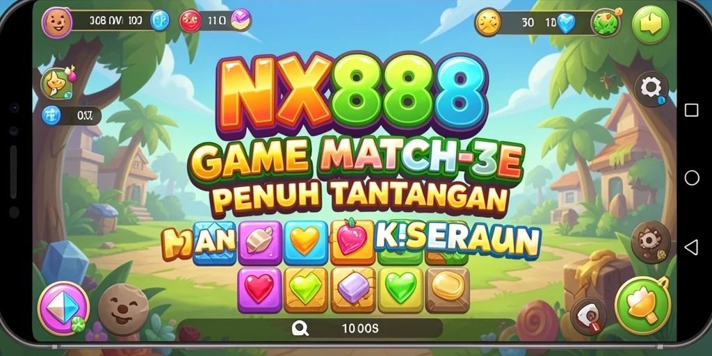 Screenshot utama NX888 menampilkan gameplay seru dalam mencocokkan objek.